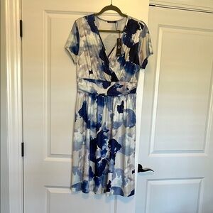 Elegant Blue and White Women's Dress